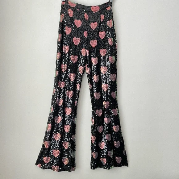 Nasty Gal Heart Sequin Wide Leg Pants 4 - Picture 8 of 8